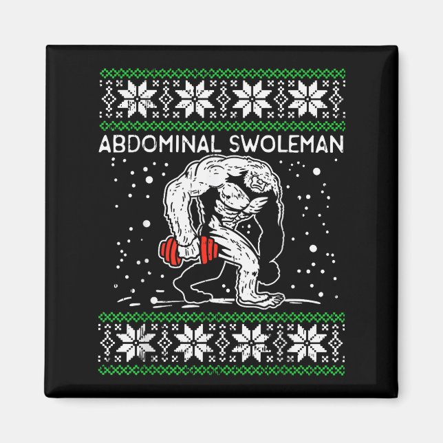 Abdominal Swoleman Yeti Fun Christmas Gym Weightli Magnet (Front)