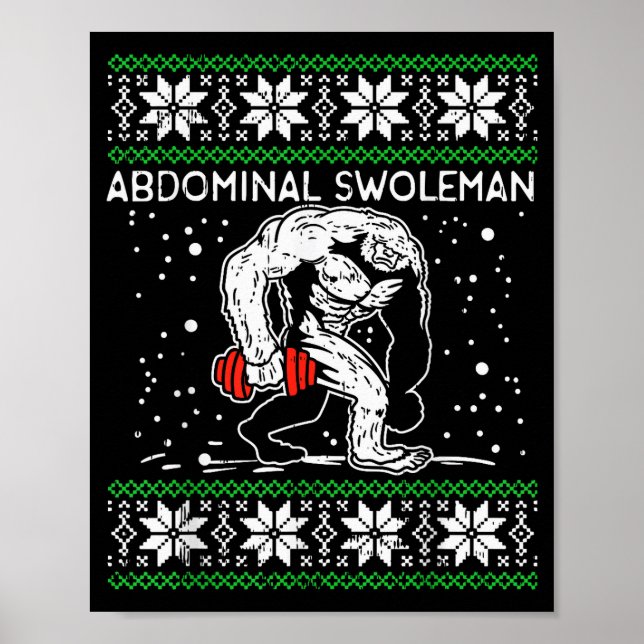 Abdominal Swoleman Yeti Fun Christmas Gym Weightli Poster (Front)