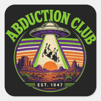 Abduction Club Est 1947 Retro UFO Cow Sticker