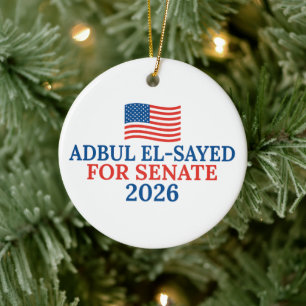 Abdul El-Sayed for Senate 2026 Election Christmas Ceramic Tree Decoration