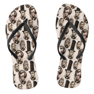 Abe Chillincoln Lincoln Pattern Flip Flops