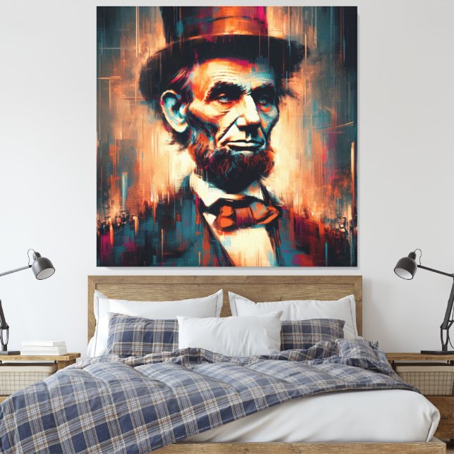 ABE LINCOLN 16TH U.S PRESIDENT 9 CANVAS PRINT (Insitu(Bedroom))
