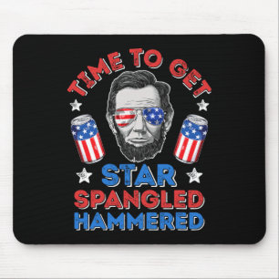 Abe Lincoln 4th Of July Time To Get Star Spangled  Mouse Mat
