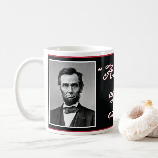 Abe Lincoln A House Divided Against Itself Coffee Mug (With Donut)