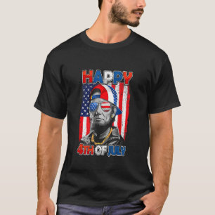 Abe Lincoln Beard Sunglasses American Flag 4th Of  T-Shirt