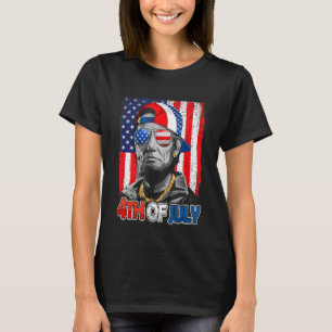 Abe Lincoln Beard Sunglasses American Flag 4th Of T-Shirt