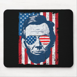 Abe Lincoln Beard Sungles And American Flag 4th Of Mouse Mat