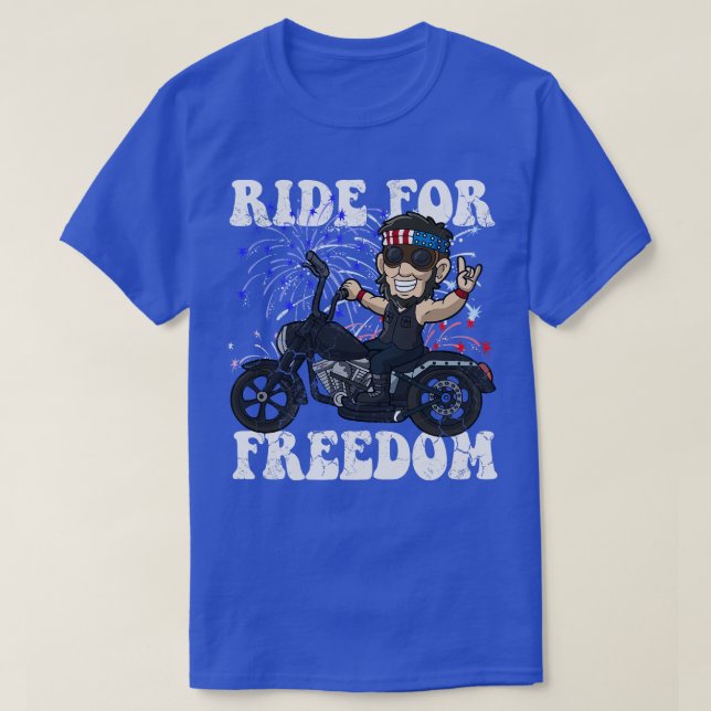 Abe Lincoln Biker Ride For Freedom USA America Pat T-Shirt (Design Front)