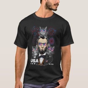 Abe Lincoln Cat Lover Funny 4th Of July Independen T-Shirt