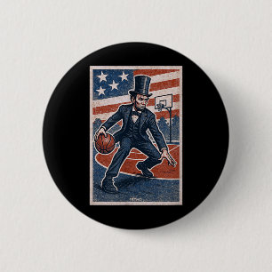 Abe Lincoln Dribbling - Aamerican Basball Player 6 Cm Round Badge