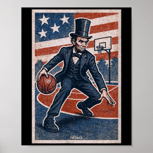 Abe Lincoln Dribbling - Aamerican Basball Player Poster