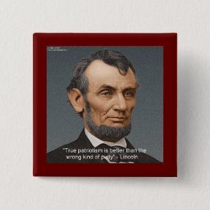 Abe Lincoln & Famous Patriotic Quote 15 Cm Square Badge