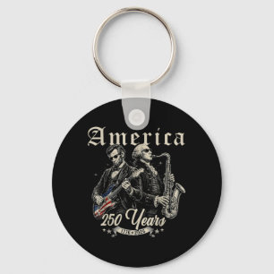 Abe Lincoln Founding Father Playing Guitar Key Ring