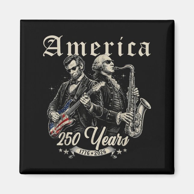 Abe Lincoln Founding Father Playing Guitar Magnet (Front)