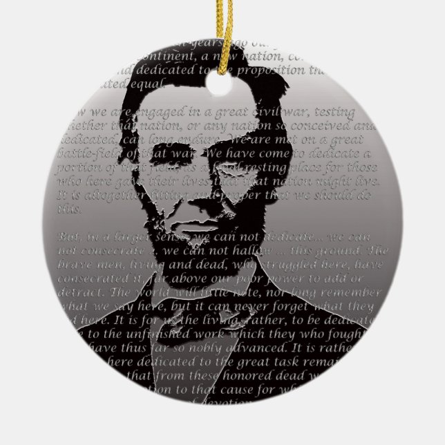 Abe Lincoln Gettysburg Address Ceramic Tree Decoration (Front)