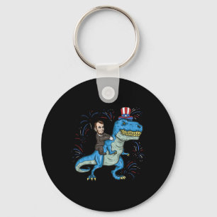 Abe Lincoln Riding A Dinosaur Shirt T-rex 4th Of J Key Ring