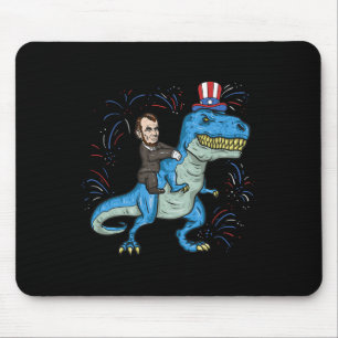 Abe Lincoln Riding A Dinosaur Shirt T-rex 4th Of J Mouse Mat