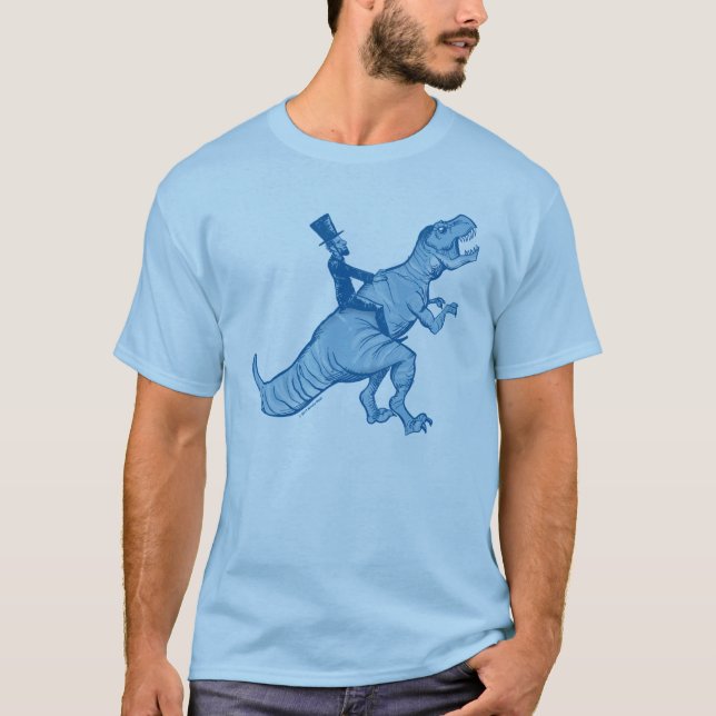 Abe Lincoln Riding A T-Rex T-Shirt (Front)