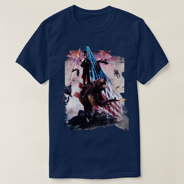 Abe Lincoln Riding Bear T-Shirt (Design Front)