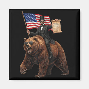 Abe lincoln riding bear with declaration funnyAbe Magnet