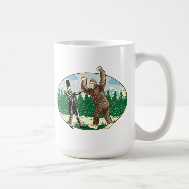 ABE LINCOLN: SASQUATCH HUNTER - Funny Bigfoot Logo Coffee Mug (Right)