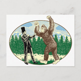 ABE LINCOLN: SASQUATCH HUNTER - Funny Bigfoot Logo Postcard