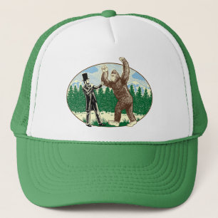 ABE LINCOLN: SASQUATCH HUNTER - Funny Bigfoot Logo Trucker Hat