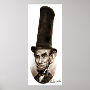 Abe Lincoln Stovepipe Hat Caricature Poster