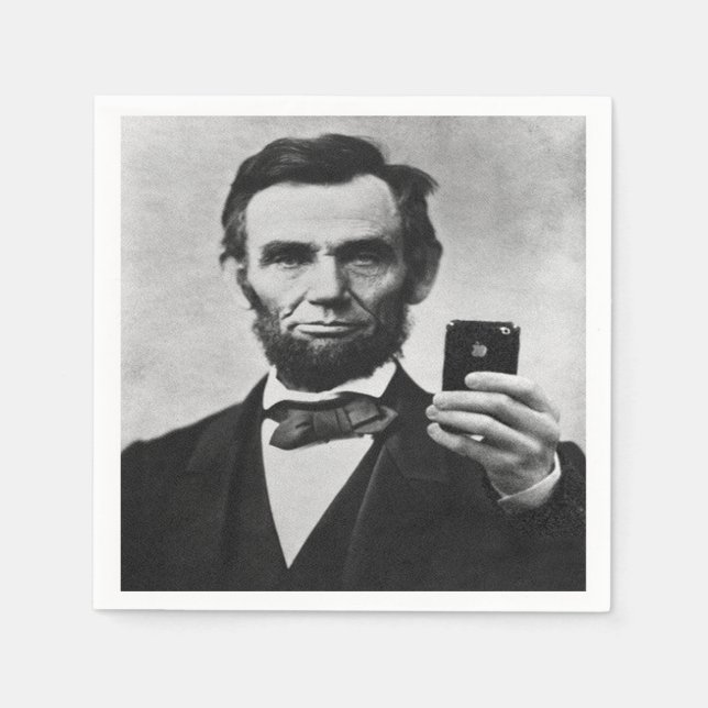 Abe Lincoln with Cell Phone Napkin (Front)