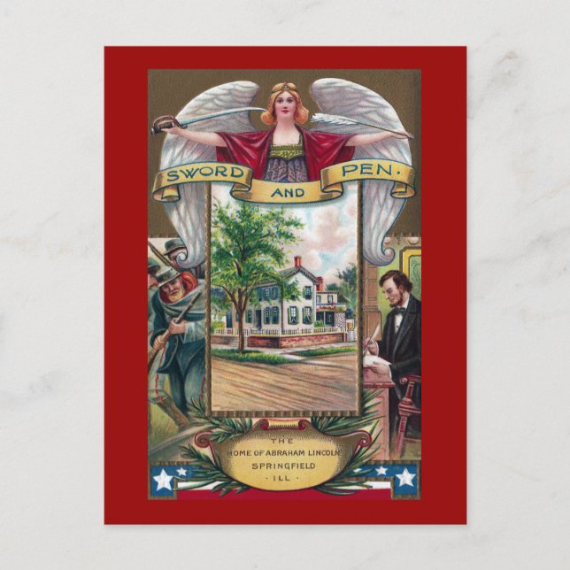 Abe Lincoln's Springfield Home Vintage Postcard (Front)