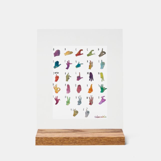 ABECEDARY SIGNAL LANGUAGE ACRYLIC SIGN (Front)