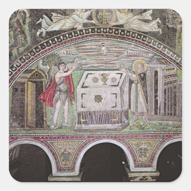 Abel and Melchisedech offering at the Altar Square Sticker (Front)