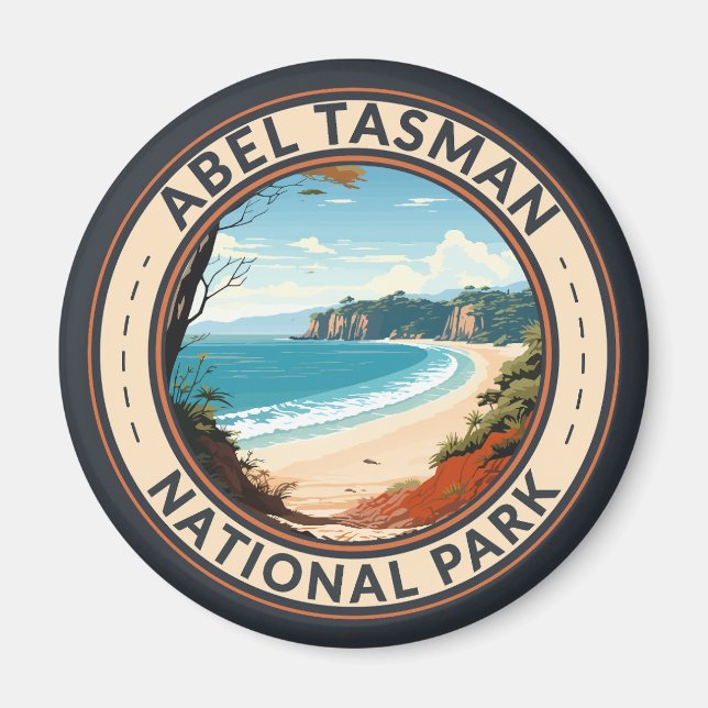 Abel Tasman National Park New Zealand Travel Retro Magnet (Front)