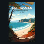 Abel Tasman National Park New Zealand Travel Retro Poster<br><div class="desc">Abel Tasman vector artwork design. It’s known for the Abel Tasman Coast Track,  a long trail winding over beaches and across ridges between Marahau in the south and Wainui in the north.</div>