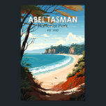 Abel Tasman National Park New Zealand Travel Retro Poster<br><div class="desc">Abel Tasman vector artwork design. It’s known for the Abel Tasman Coast Track, a long trail winding over beaches and across ridges between Marahau in the south and Wainui in the north.</div>