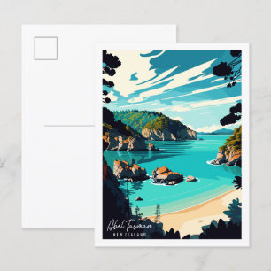 Abel Tasman New Zealand vintage travel place Postcard