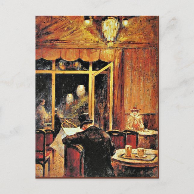 Abend im Cafe Bauer by Lesser Ury Postcard (Front)