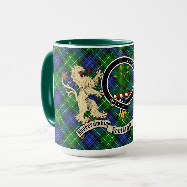 Abercrombie Badge & Tartan Personalised Mug (Front Left)
