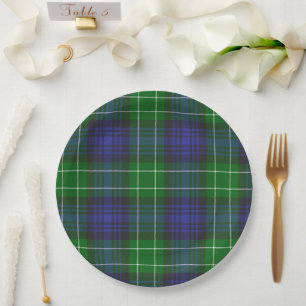 Abercrombie Blue Green Tartan Plaid Scottish Paper Plate