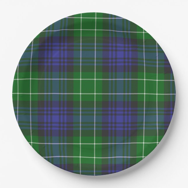 Abercrombie Blue Green Tartan Plaid Scottish Paper Plate (Front)