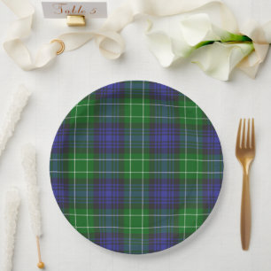 Abercrombie Blue Green Tartan Plaid Scottish Paper Plate