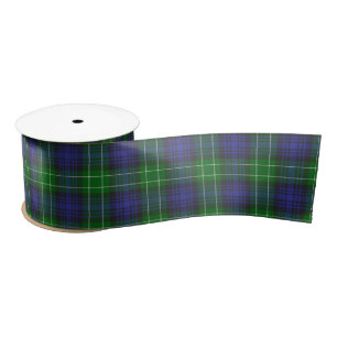 Abercrombie Blue Green Tartan Plaid Scottish Satin Ribbon