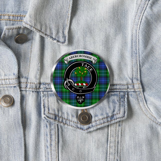 Abercrombie Clan Badge & Tartan Button (In Situ)