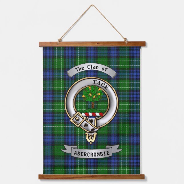 Abercrombie Clan Badge & Tartan Personalised Hanging Tapestry (Front)