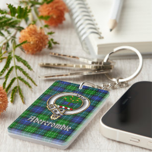 Abercrombie Clan Badge/Tartan Rectangle Key Ring