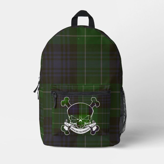 Abercrombie Clan Tartan Skull Printed Backpack (Front)