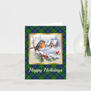 Abercrombie Crest/Tartan w/Robin Personalised Xmas Card