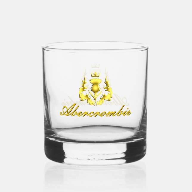 Abercrombie Gold Crowned Thistle Whiskey Glass (Front)