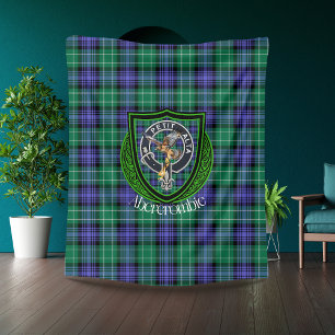 Abercrombie Scottish Clan Tartan & Crest Fleece Blanket