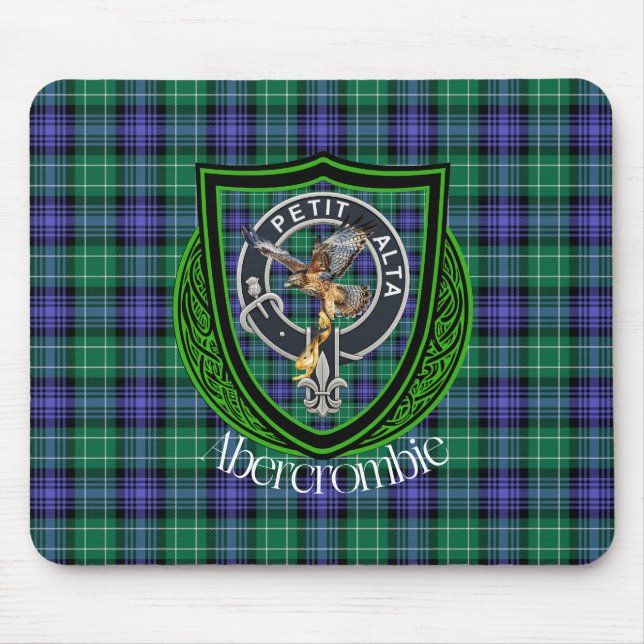 Abercrombie Scottish Clan Tartan & Crest Mouse Mat (Front)